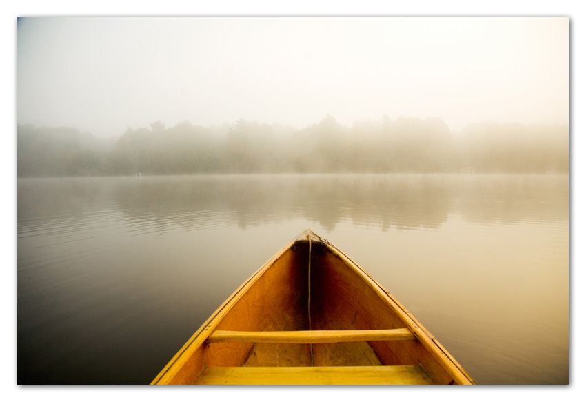 ColorMusings001 Canoe and Lake at Dawn Sunset Lake Ashburnham Massachusetts